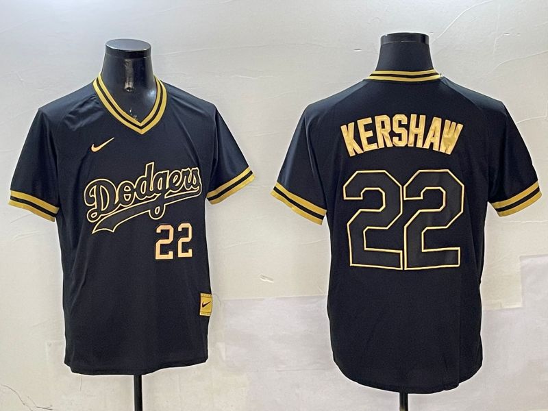 Men Los Angeles Dodgers 22 Kershaw Black Gold Game 2025 Nike MLB Jersey style 32510
